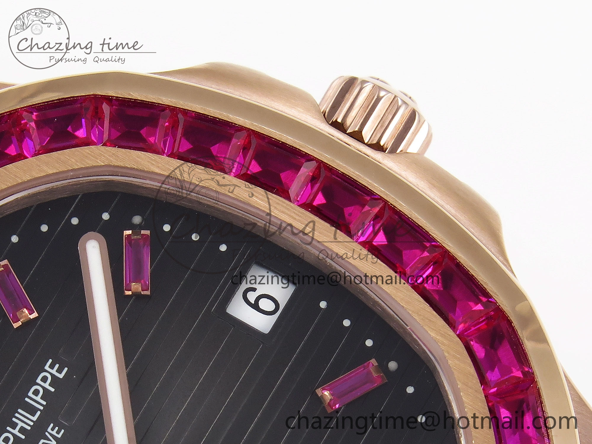 Nautilus 5711 RG GPF 1:1 Best Edition Gray Dial Purple Diamonds Bezel on RG Bracelet 324CS Reliable 8790