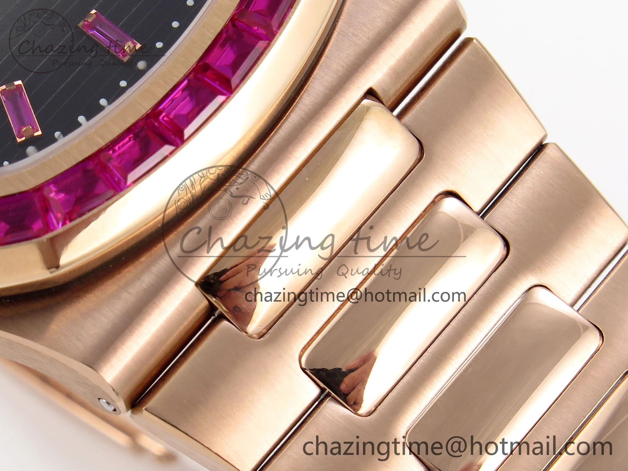 Nautilus 5711 RG GPF 1:1 Best Edition Gray Dial Purple Diamonds Bezel on RG Bracelet 324CS Reliable 8790