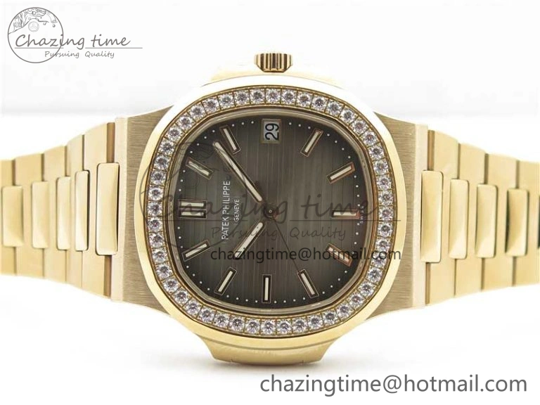 ModernLook Nautilus 5711 RG PPF 1:1 Best Edition Gray Dial Diamonds Bezel on RG Bracelet 324CS (Free box) V 8887