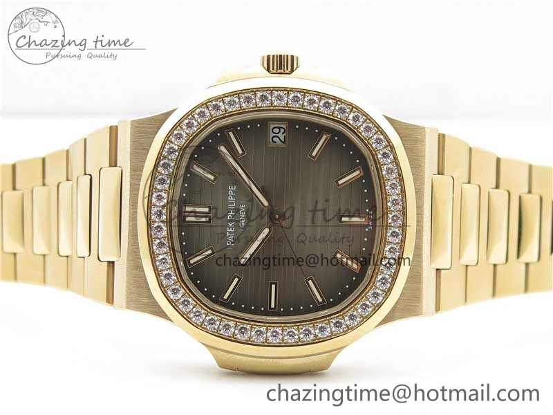 ModernLook Nautilus 5711 RG PPF 1:1 Best Edition Gray Dial Diamonds Bezel on RG Bracelet 324CS (Free box) V 8887