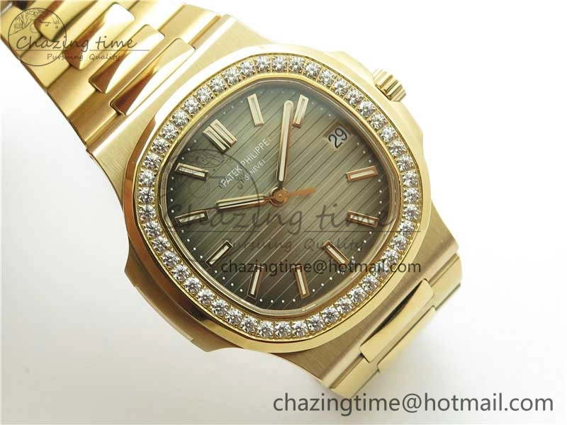 ModernLook Nautilus 5711 RG PPF 1:1 Best Edition Gray Dial Diamonds Bezel on RG Bracelet 324CS (Free box) V 8887