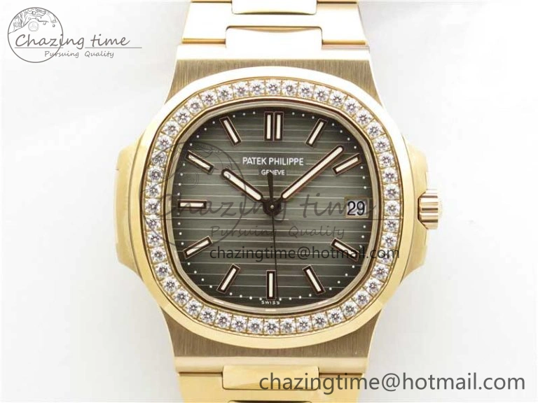 ModernLook Nautilus 5711 RG PPF 1:1 Best Edition Gray Dial Diamonds Bezel on RG Bracelet 324CS (Free box) V 8887