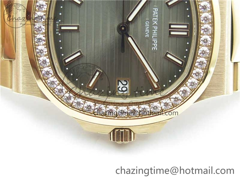 ModernLook Nautilus 5711 RG PPF 1:1 Best Edition Gray Dial Diamonds Bezel on RG Bracelet 324CS (Free box) V 8887