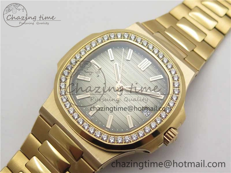 ModernLook Nautilus 5711 RG PPF 1:1 Best Edition Gray Dial Diamonds Bezel on RG Bracelet 324CS (Free box) V 8887