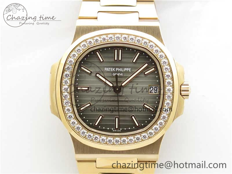 ModernLook Nautilus 5711 RG PPF 1:1 Best Edition Gray Dial Diamonds Bezel on RG Bracelet 324CS (Free box) V 8887