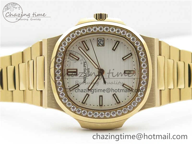 Nautilus 5711 RG PPF 1:1 Best Edition White Dial Diamonds Bezel on RG Bracelet 324CS (Free box) V FastDry 8889