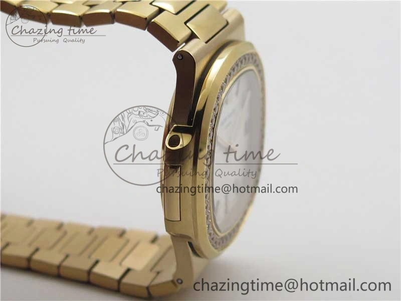 Nautilus 5711 RG PPF 1:1 Best Edition White Dial Diamonds Bezel on RG Bracelet 324CS (Free box) V FastDry 8889