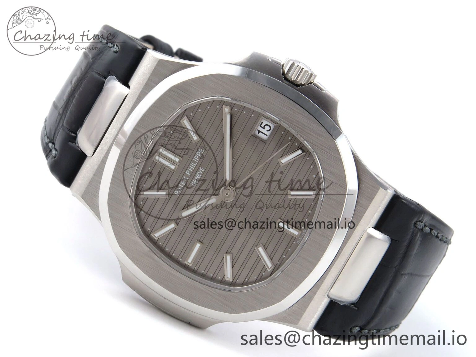 ModernLook Nautilus 5711 SS 3KF 1:1 Best Edition Gray Textured Dial on Black Leather Strap A324 Super Clone V 8707