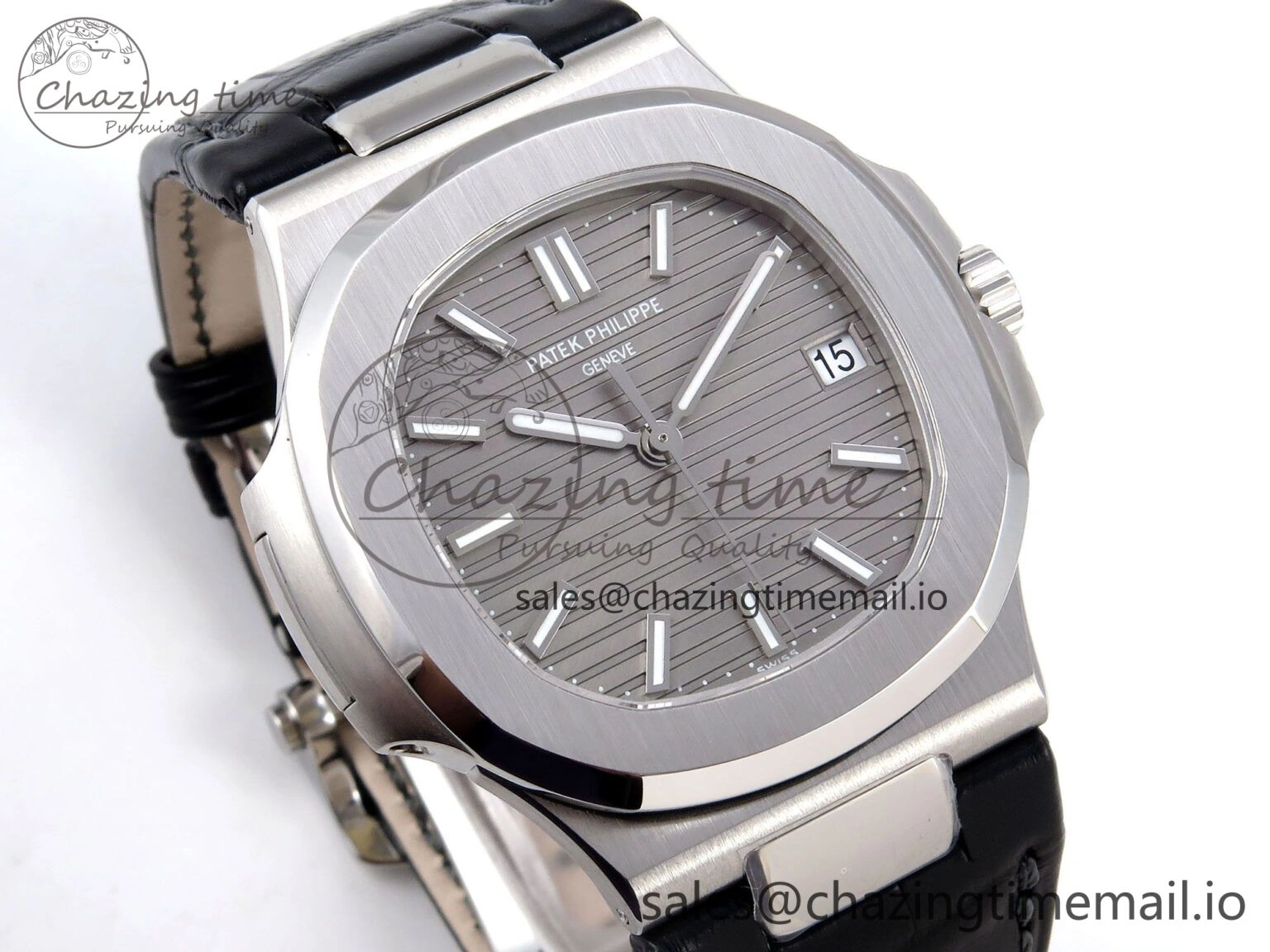 ModernLook Nautilus 5711 SS 3KF 1:1 Best Edition Gray Textured Dial on Black Leather Strap A324 Super Clone V 8707