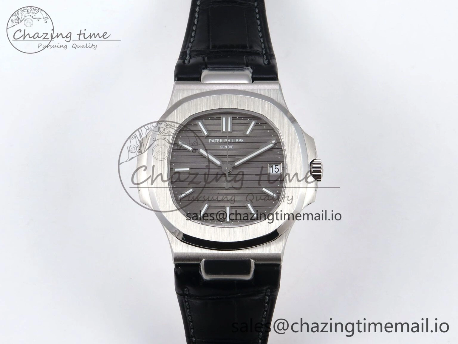ModernLook Nautilus 5711 SS 3KF 1:1 Best Edition Gray Textured Dial on Black Leather Strap A324 Super Clone V 8707