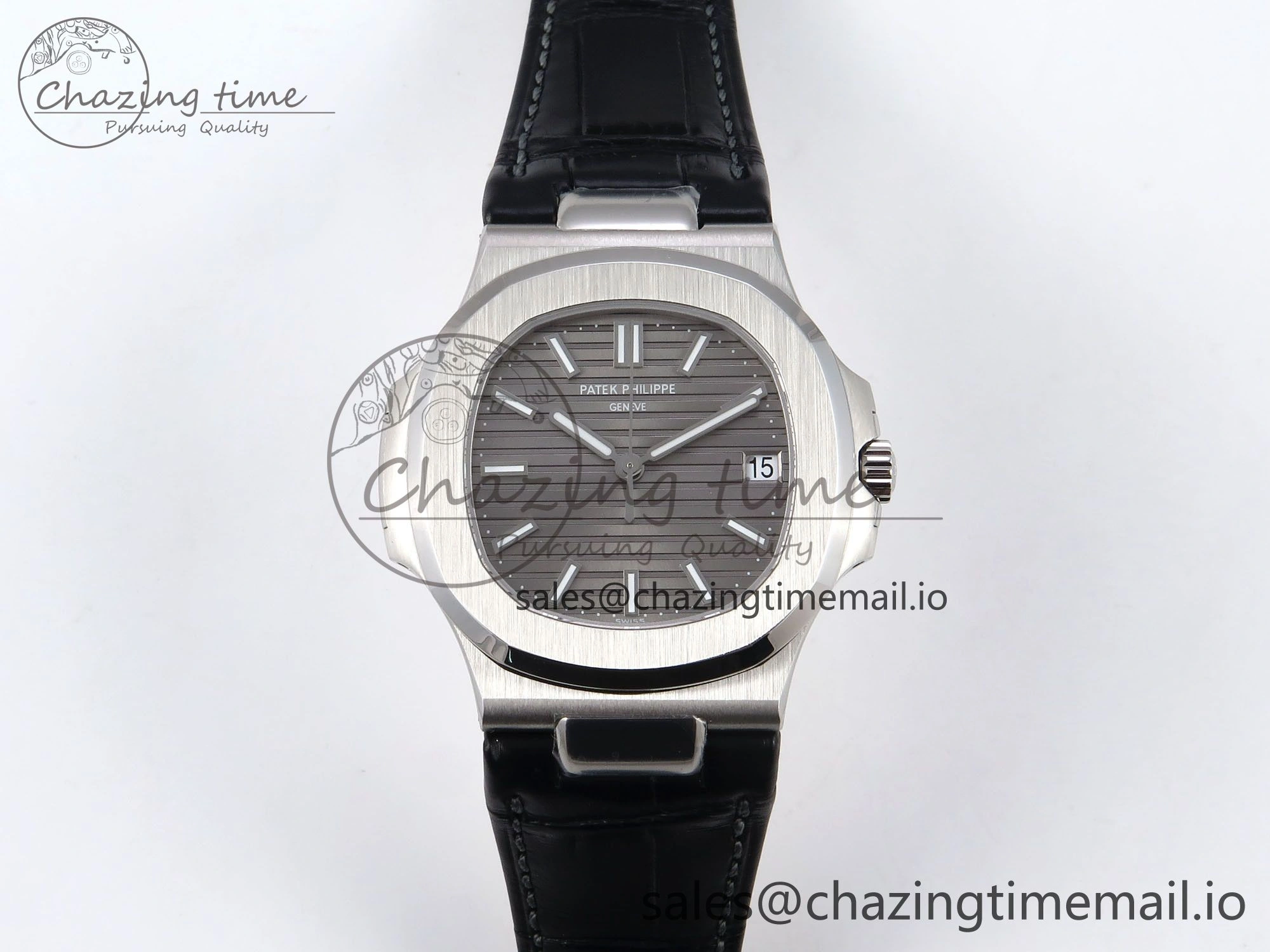 ModernLook Nautilus 5711 SS 3KF 1:1 Best Edition Gray Textured Dial on Black Leather Strap A324 Super Clone V 8707