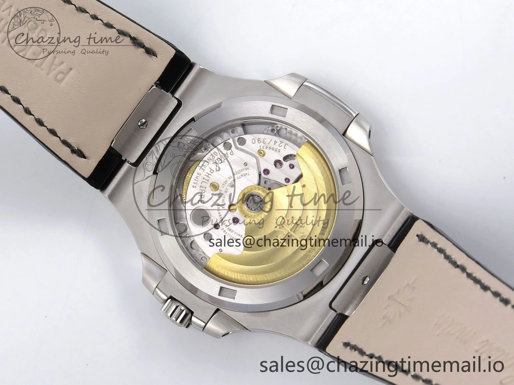 ModernLook Nautilus 5711 SS 3KF 1:1 Best Edition Gray Textured Dial on Black Leather Strap A324 Super Clone V 8707