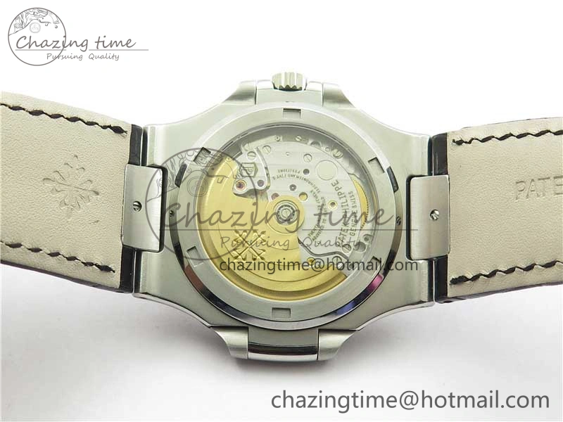 MoistureWicking Nautilus 5711 SS 3KF 1:1 Best Edition Gray Textured Dial on Black Leather Strap A324 Super Clone V 8878