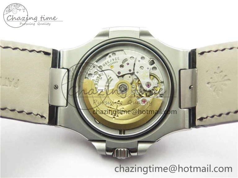 MoistureWicking Nautilus 5711 SS 3KF 1:1 Best Edition Gray Textured Dial on Black Leather Strap A324 Super Clone V 8878
