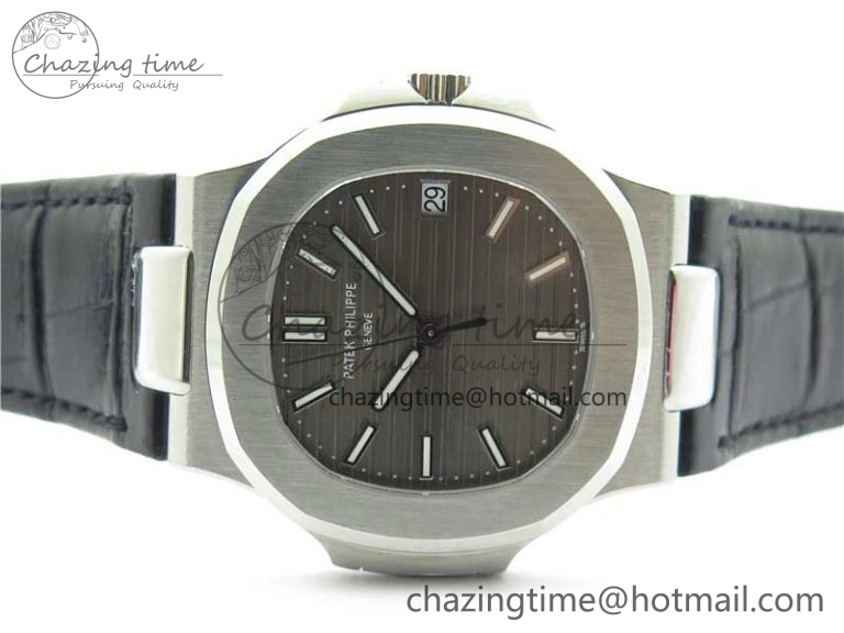 MoistureWicking Nautilus 5711 SS 3KF 1:1 Best Edition Gray Textured Dial on Black Leather Strap A324 Super Clone V 8878