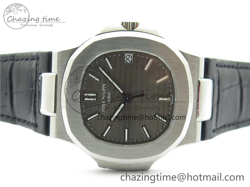 MoistureWicking Nautilus 5711 SS 3KF 1:1 Best Edition Gray Textured Dial on Black Leather Strap A324 Super Clone V 8878