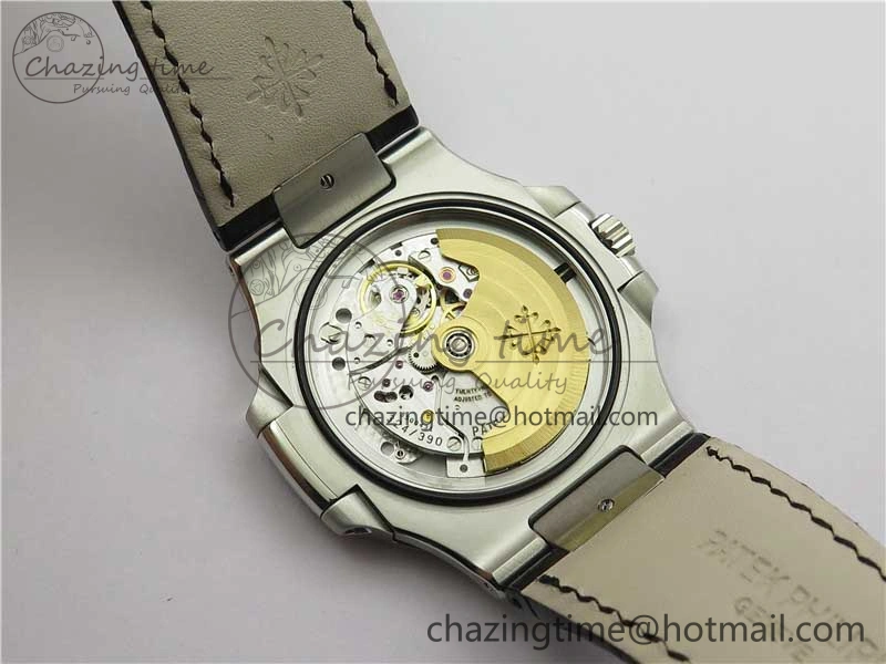 MoistureWicking Nautilus 5711 SS 3KF 1:1 Best Edition Gray Textured Dial on Black Leather Strap A324 Super Clone V 8878