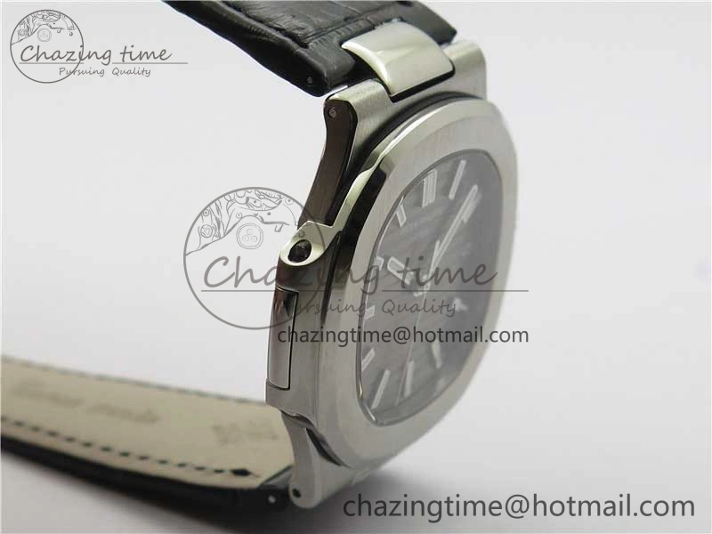 MoistureWicking Nautilus 5711 SS 3KF 1:1 Best Edition Gray Textured Dial on Black Leather Strap A324 Super Clone V 8878