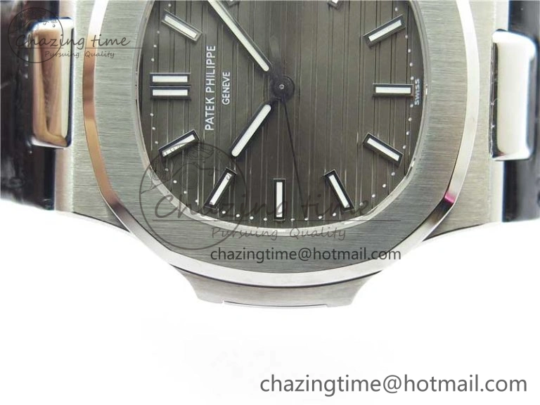 MoistureWicking Nautilus 5711 SS 3KF 1:1 Best Edition Gray Textured Dial on Black Leather Strap A324 Super Clone V 8878