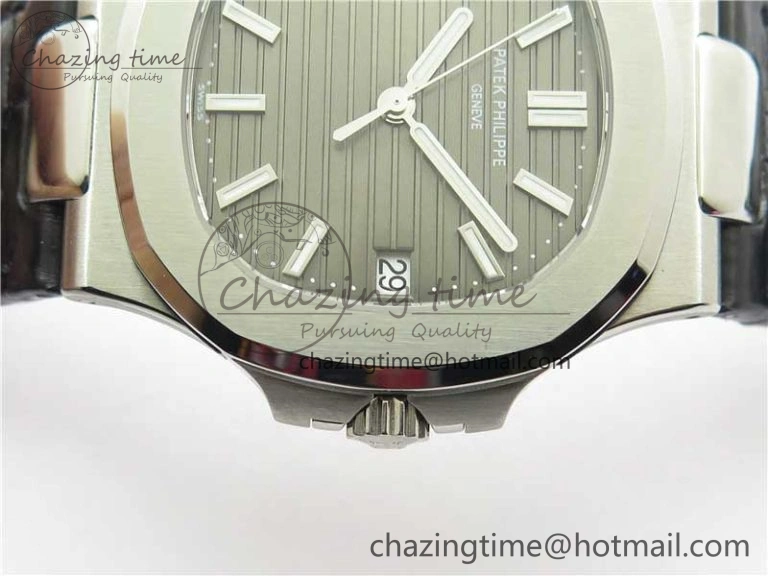 MoistureWicking Nautilus 5711 SS 3KF 1:1 Best Edition Gray Textured Dial on Black Leather Strap A324 Super Clone V 8878