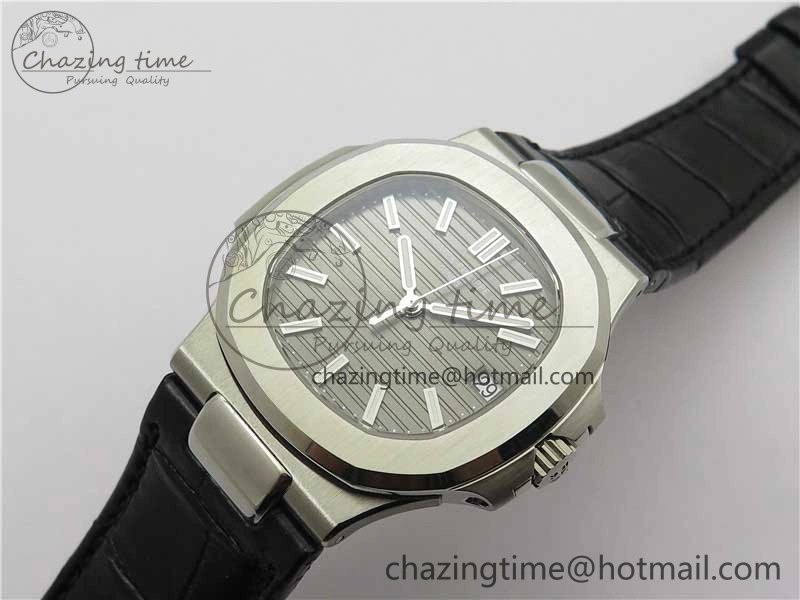MoistureWicking Nautilus 5711 SS 3KF 1:1 Best Edition Gray Textured Dial on Black Leather Strap A324 Super Clone V 8878