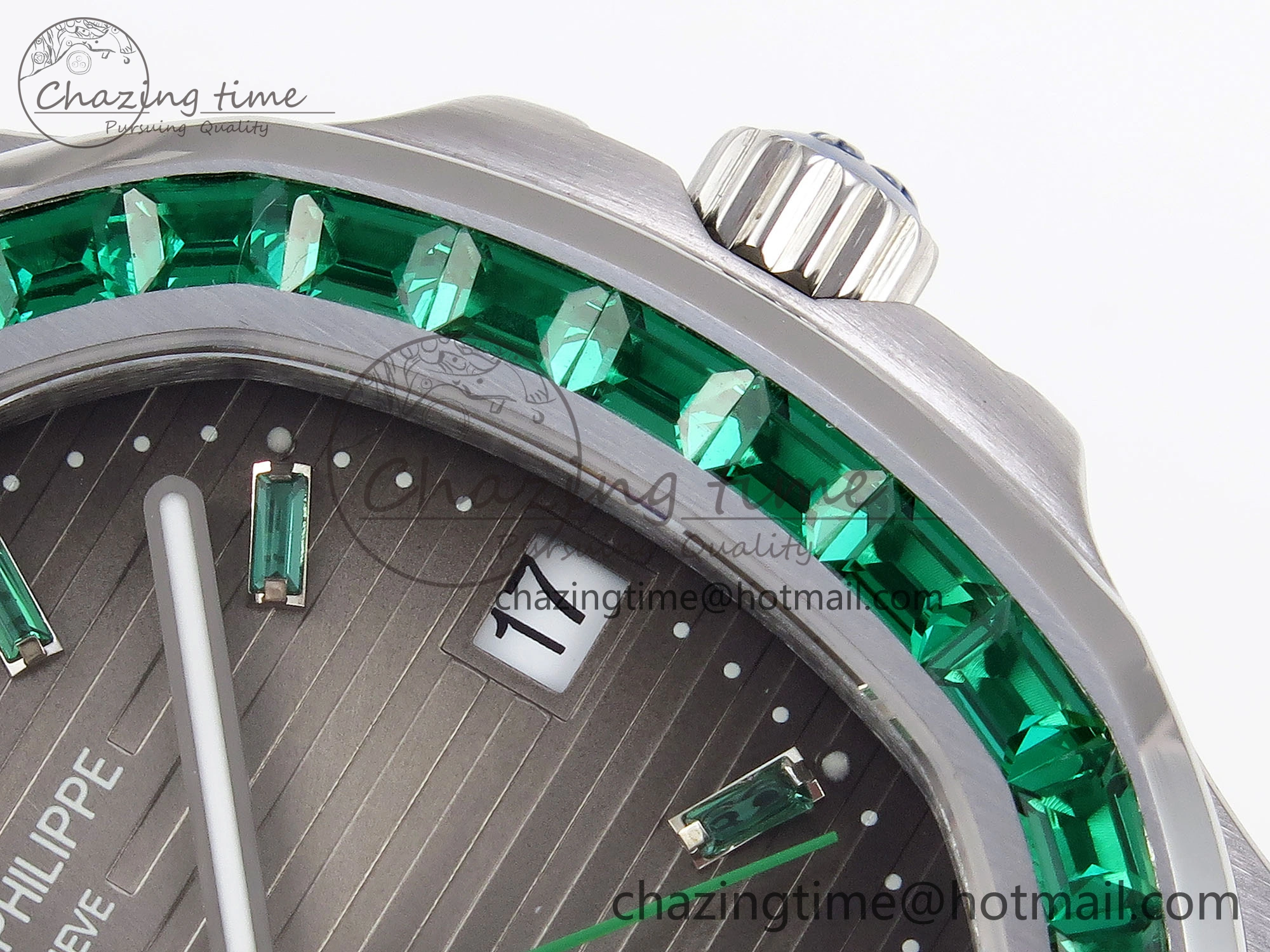 Nautilus 5711 SS GPF 1:1 Best Edition Gray Dial Green Diamonds Bezel on SS Bracelet 324CS Comfortable 8789