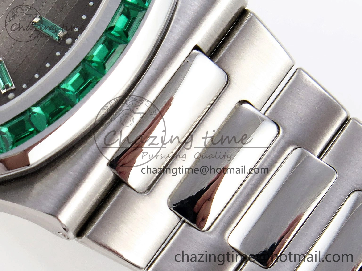 Nautilus 5711 SS GPF 1:1 Best Edition Gray Dial Green Diamonds Bezel on SS Bracelet 324CS Comfortable 8789