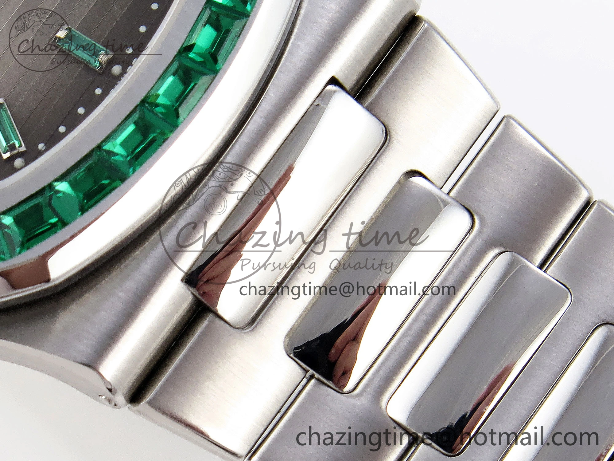 Nautilus 5711 SS GPF 1:1 Best Edition Gray Dial Green Diamonds Bezel on SS Bracelet 324CS Comfortable 8789