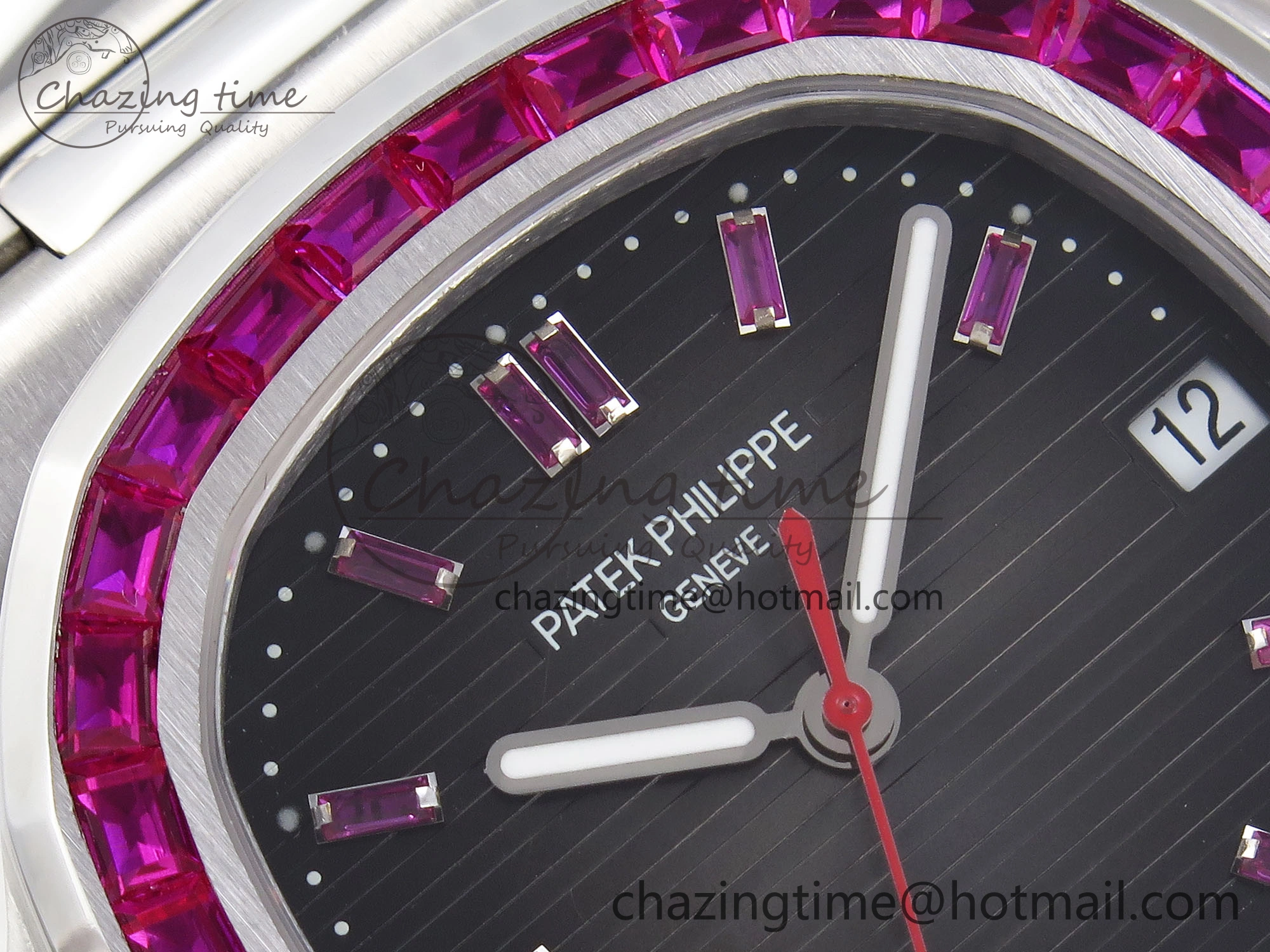 Affordable Nautilus 5711 SS GPF 1:1 Best Edition Gray Dial Purple Diamonds Bezel on SS Bracelet 324CS 8787