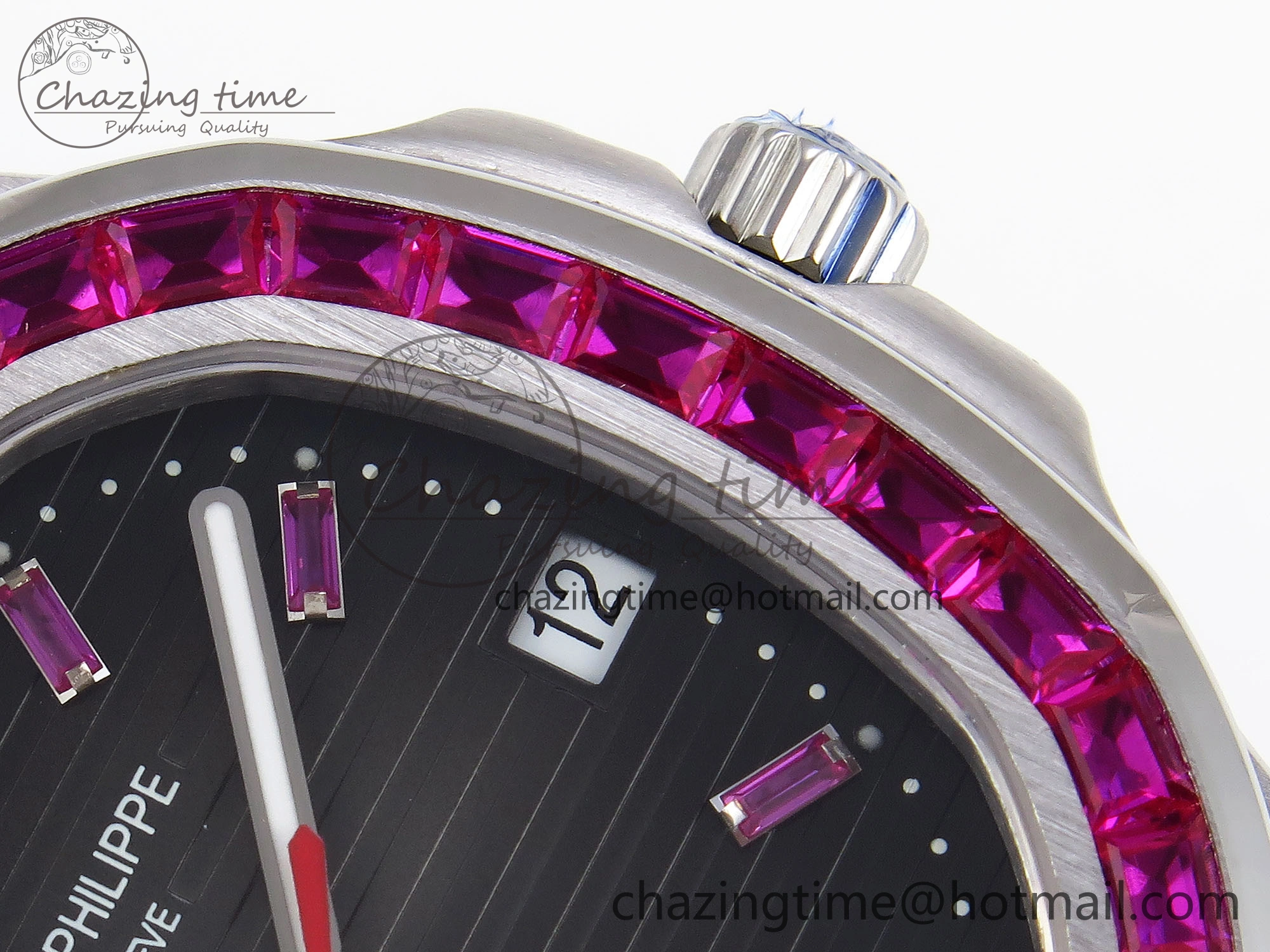 Affordable Nautilus 5711 SS GPF 1:1 Best Edition Gray Dial Purple Diamonds Bezel on SS Bracelet 324CS 8787