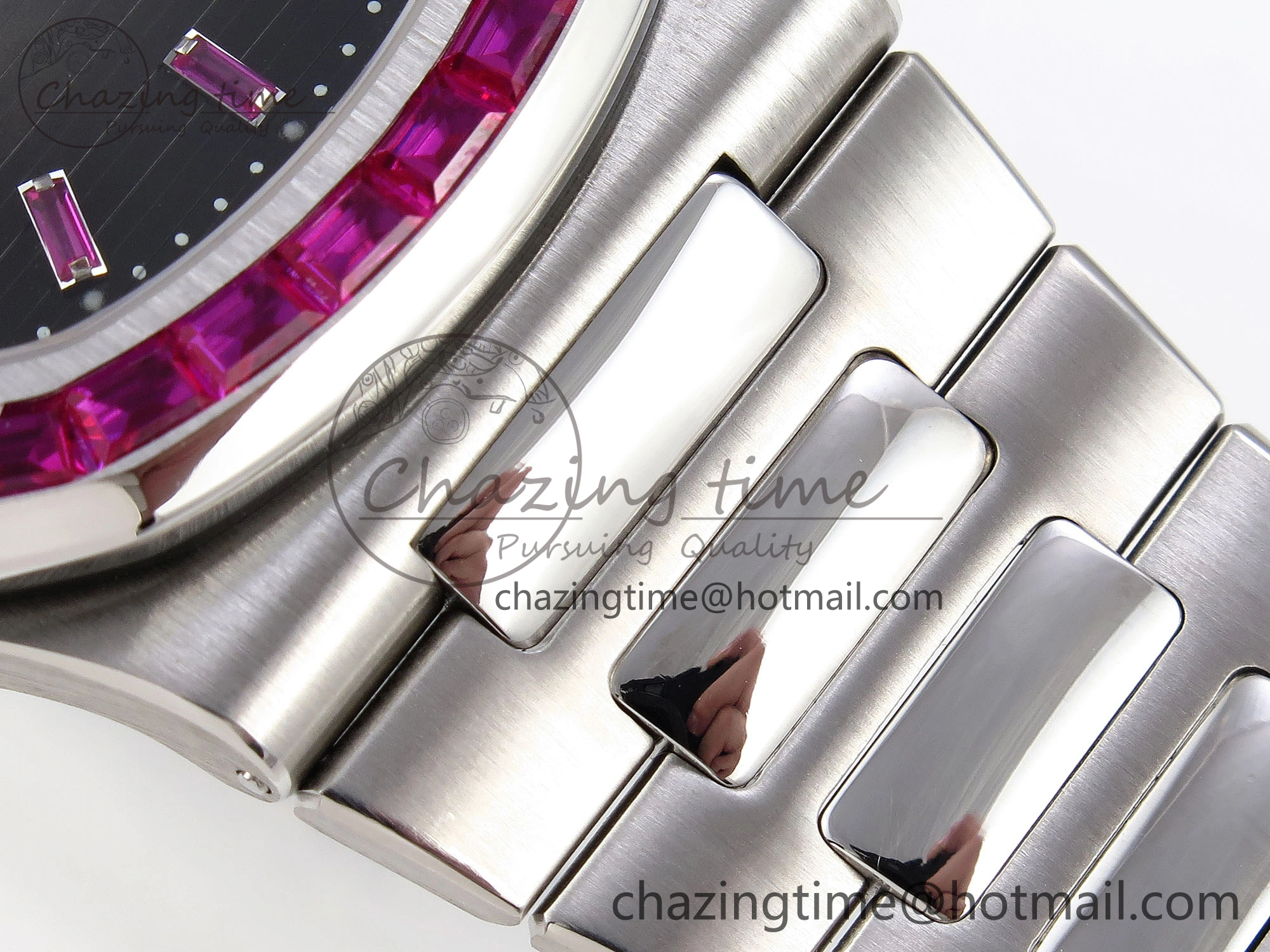 Affordable Nautilus 5711 SS GPF 1:1 Best Edition Gray Dial Purple Diamonds Bezel on SS Bracelet 324CS 8787