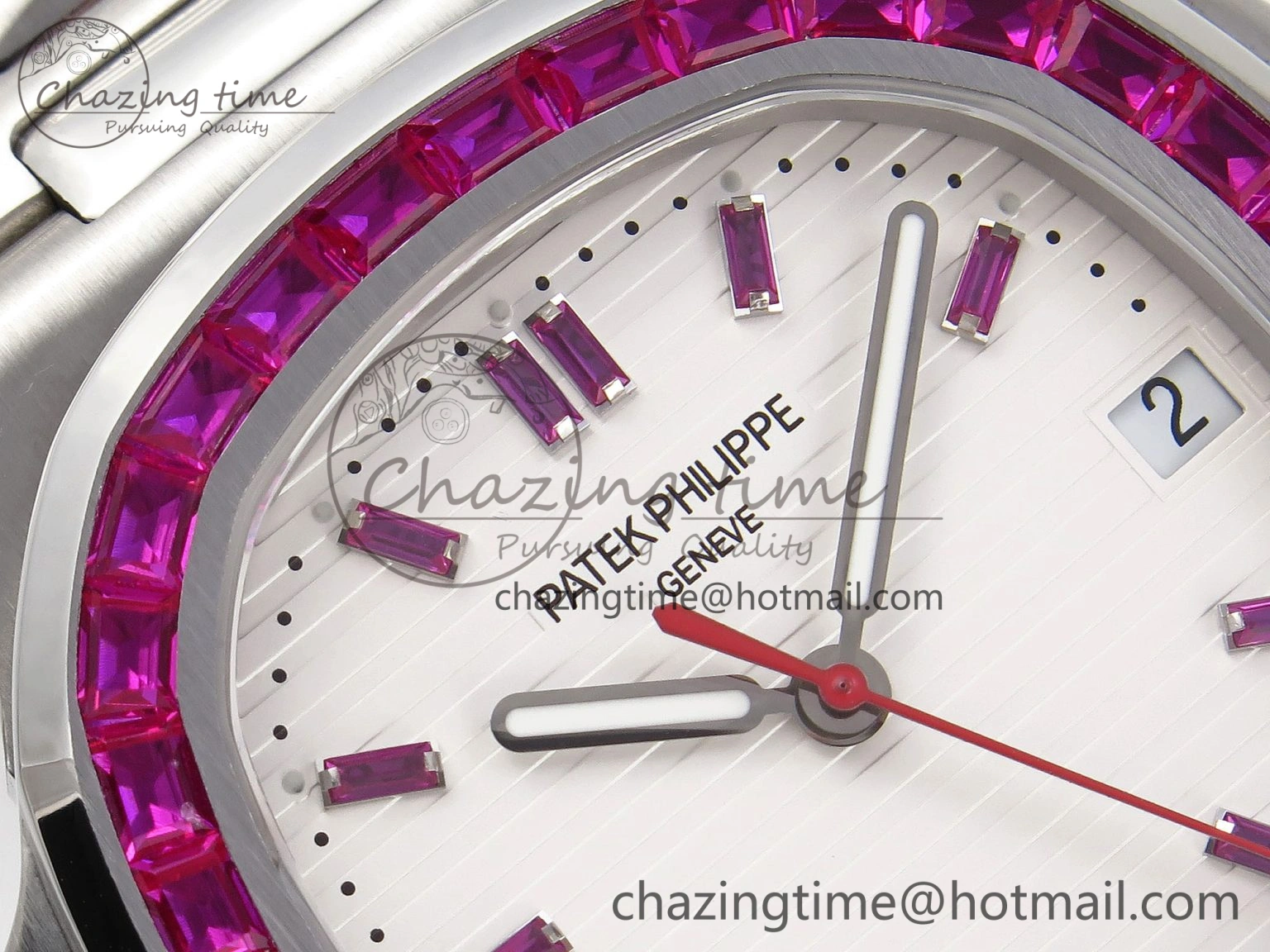 Upgraded Nautilus 5711 SS GPF 1:1 Best Edition White Dial Purple Diamonds Bezel on SS Bracelet 324CS 8788