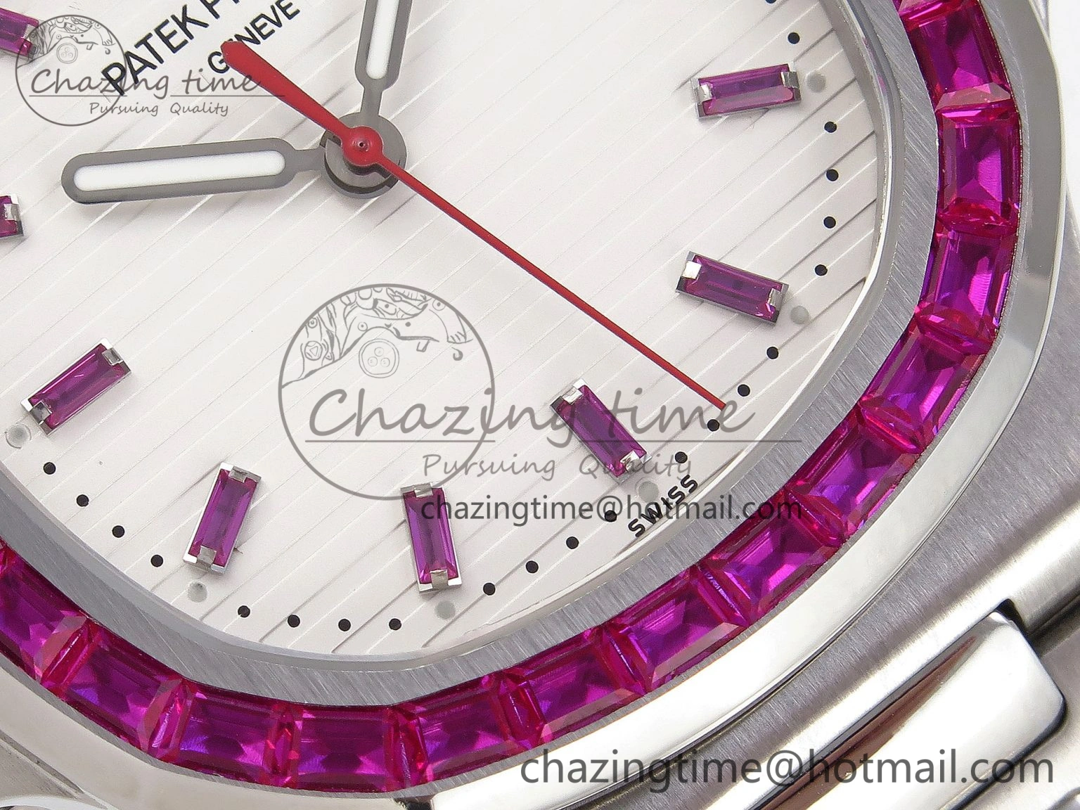 Upgraded Nautilus 5711 SS GPF 1:1 Best Edition White Dial Purple Diamonds Bezel on SS Bracelet 324CS 8788