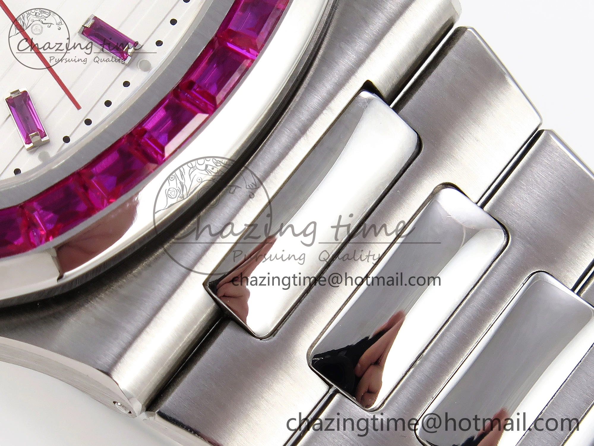 Upgraded Nautilus 5711 SS GPF 1:1 Best Edition White Dial Purple Diamonds Bezel on SS Bracelet 324CS 8788