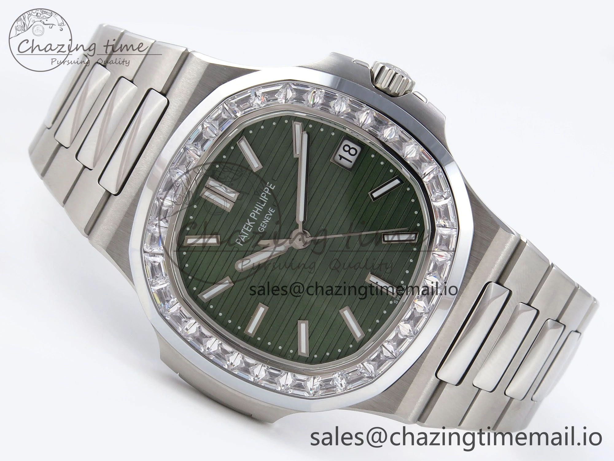 Seasonal Nautilus 5711 1300A 3KF 1:1 Best Edition Diamond Bezel Green Dial on SS Bracelet A324 Super Clone V 8715