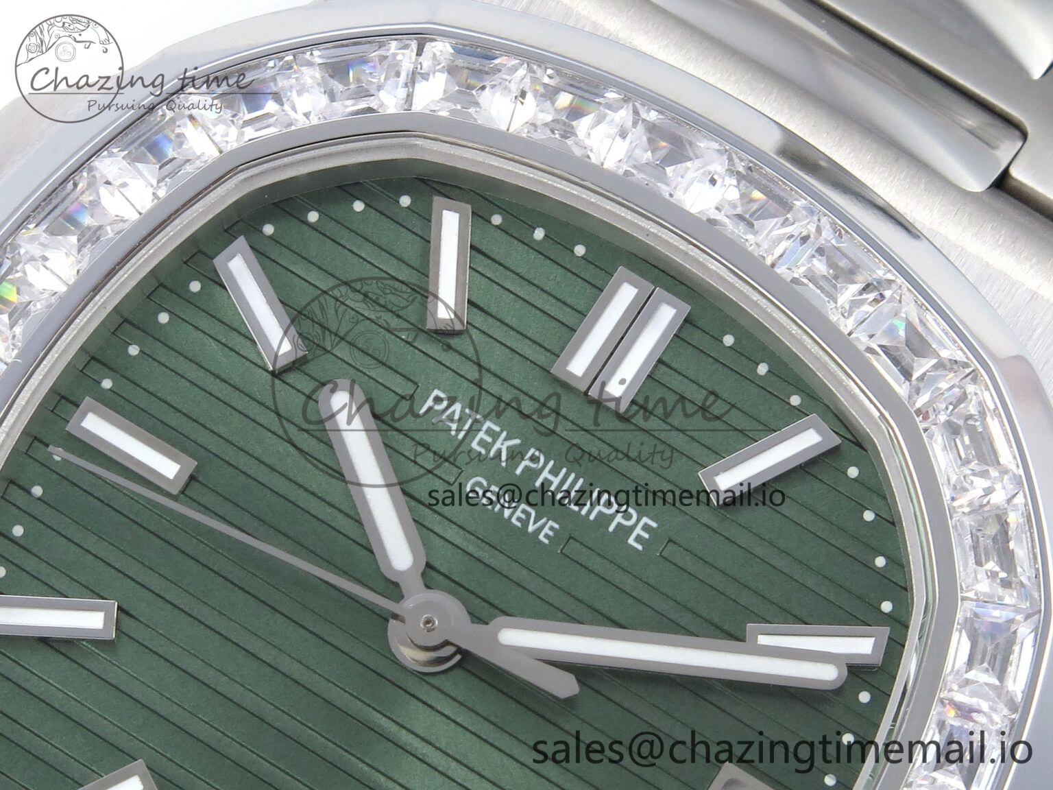 Seasonal Nautilus 5711 1300A 3KF 1:1 Best Edition Diamond Bezel Green Dial on SS Bracelet A324 Super Clone V 8715