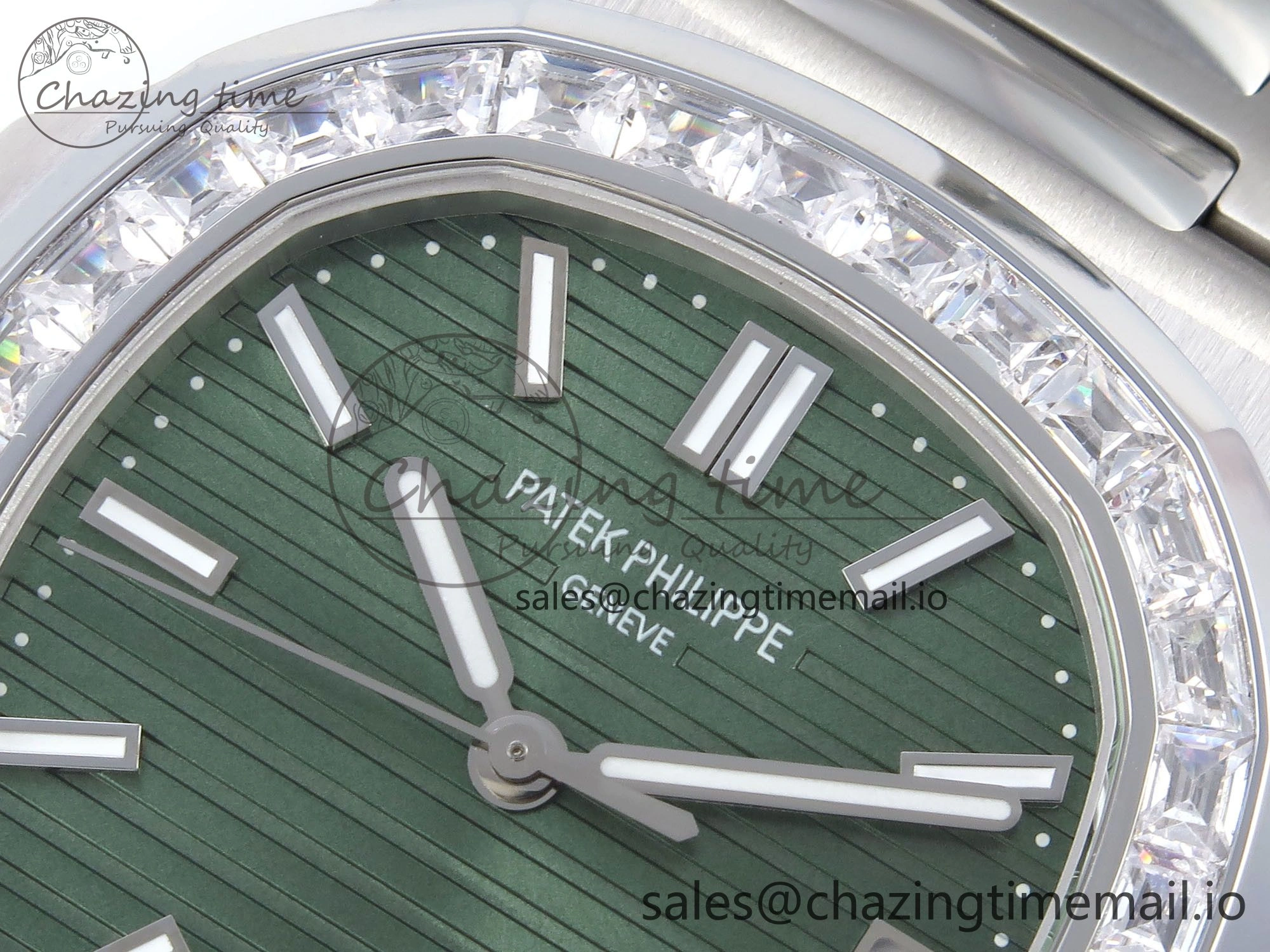 Seasonal Nautilus 5711 1300A 3KF 1:1 Best Edition Diamond Bezel Green Dial on SS Bracelet A324 Super Clone V 8715