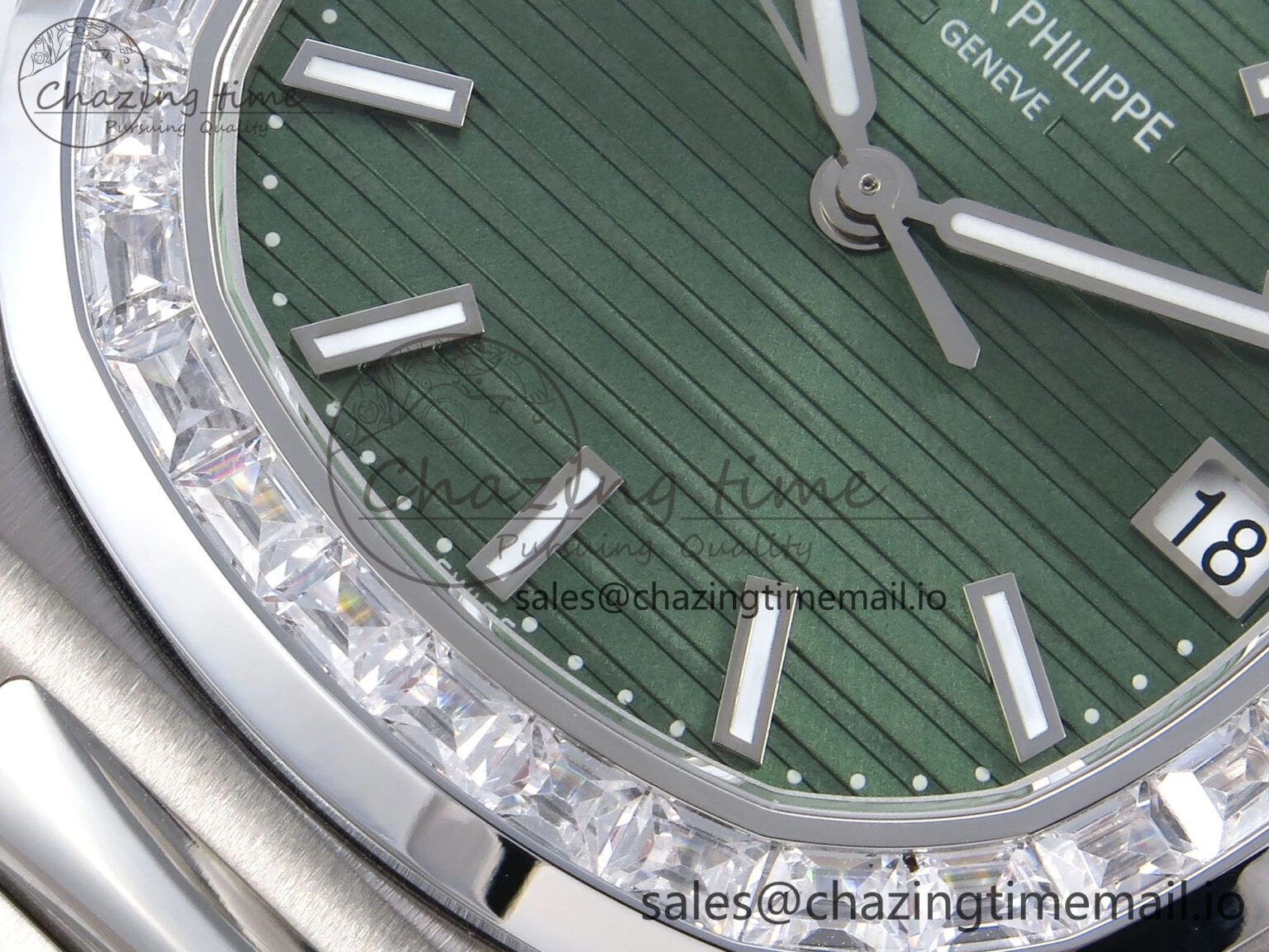 Seasonal Nautilus 5711 1300A 3KF 1:1 Best Edition Diamond Bezel Green Dial on SS Bracelet A324 Super Clone V 8715