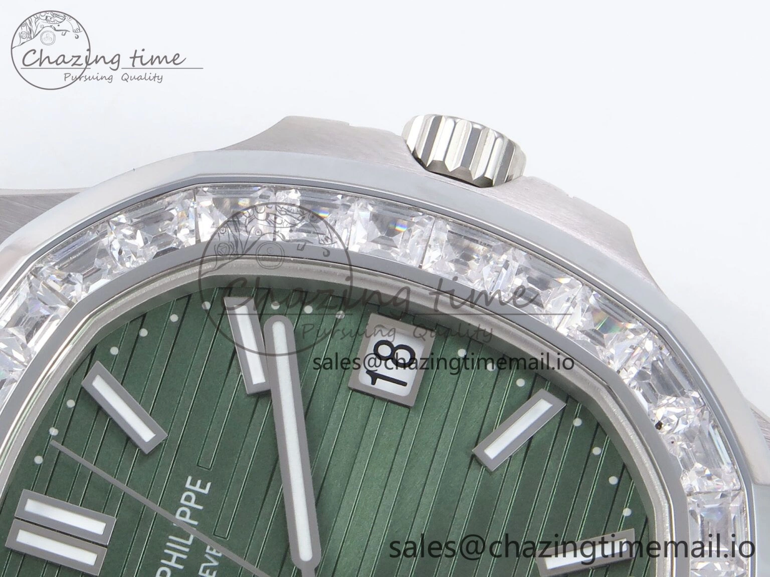 Seasonal Nautilus 5711 1300A 3KF 1:1 Best Edition Diamond Bezel Green Dial on SS Bracelet A324 Super Clone V 8715