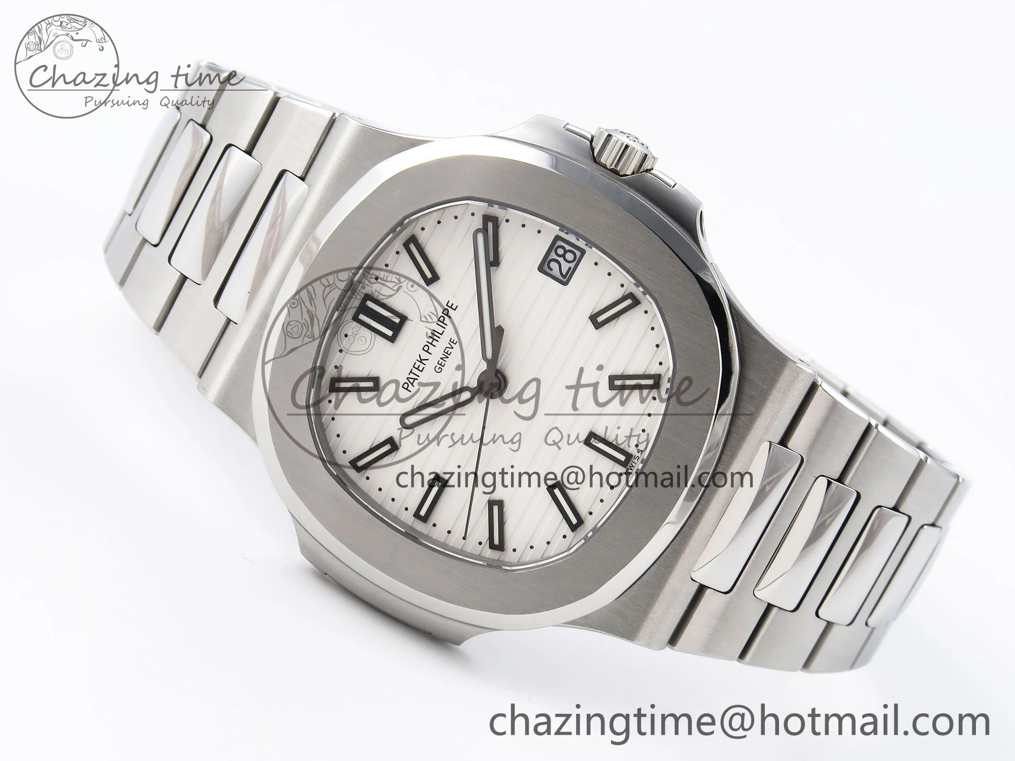 SmartChoice Nautilus 5711 1A-011 PPF 1:1 Best Edition White Textured Dial on SS Bracelet Super Clone 26-330 V 8730