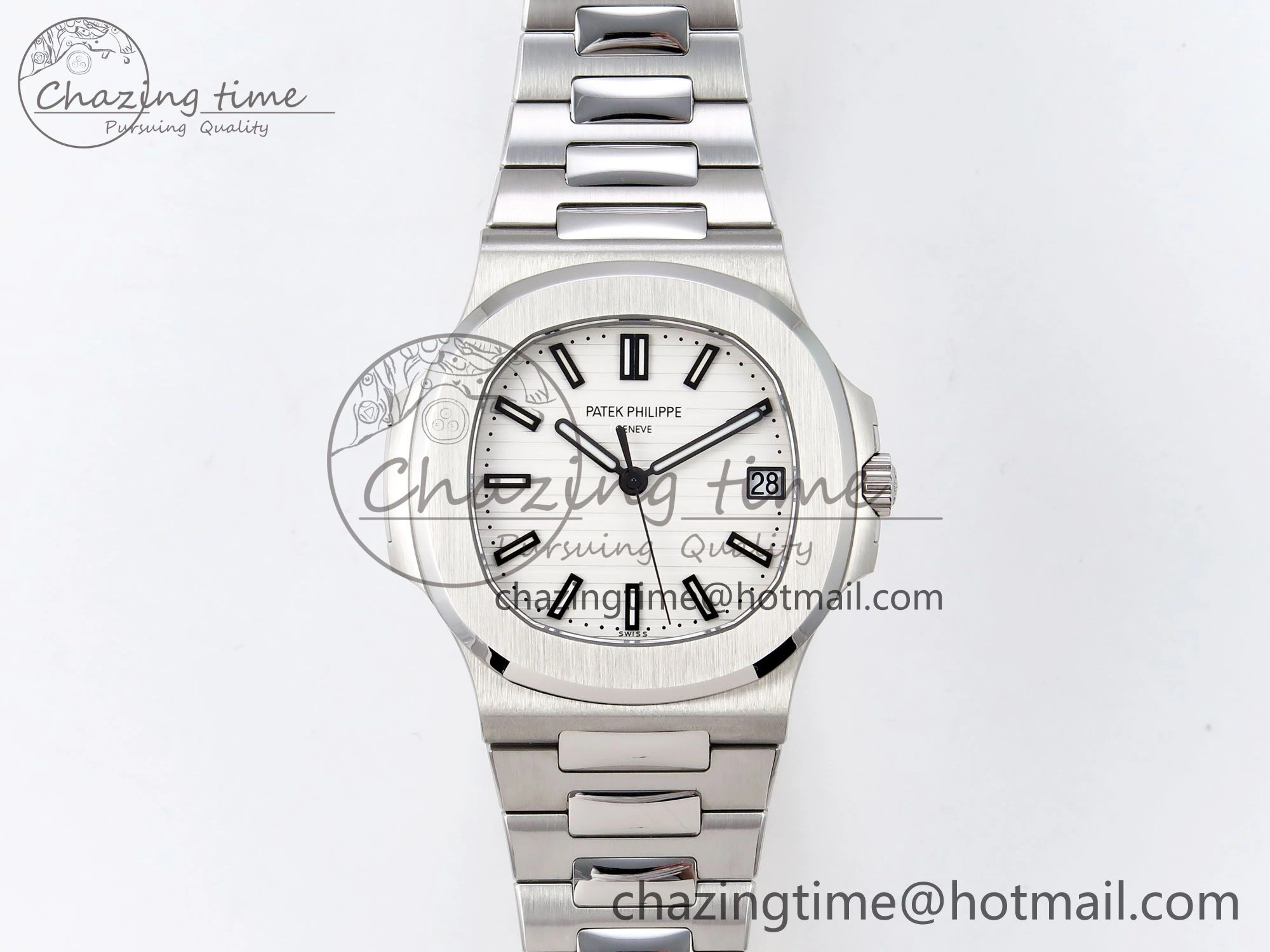 SmartChoice Nautilus 5711 1A-011 PPF 1:1 Best Edition White Textured Dial on SS Bracelet Super Clone 26-330 V 8730