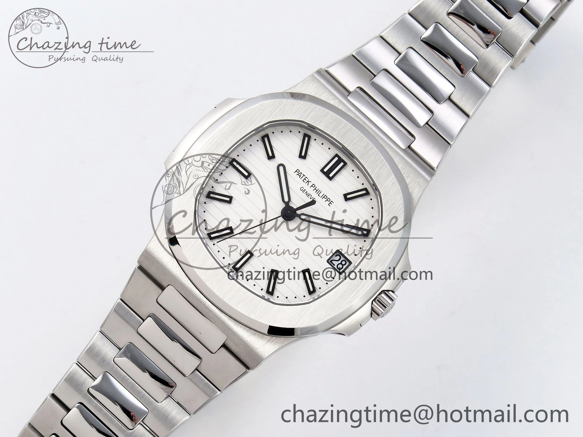 SmartChoice Nautilus 5711 1A-011 PPF 1:1 Best Edition White Textured Dial on SS Bracelet Super Clone 26-330 V 8730