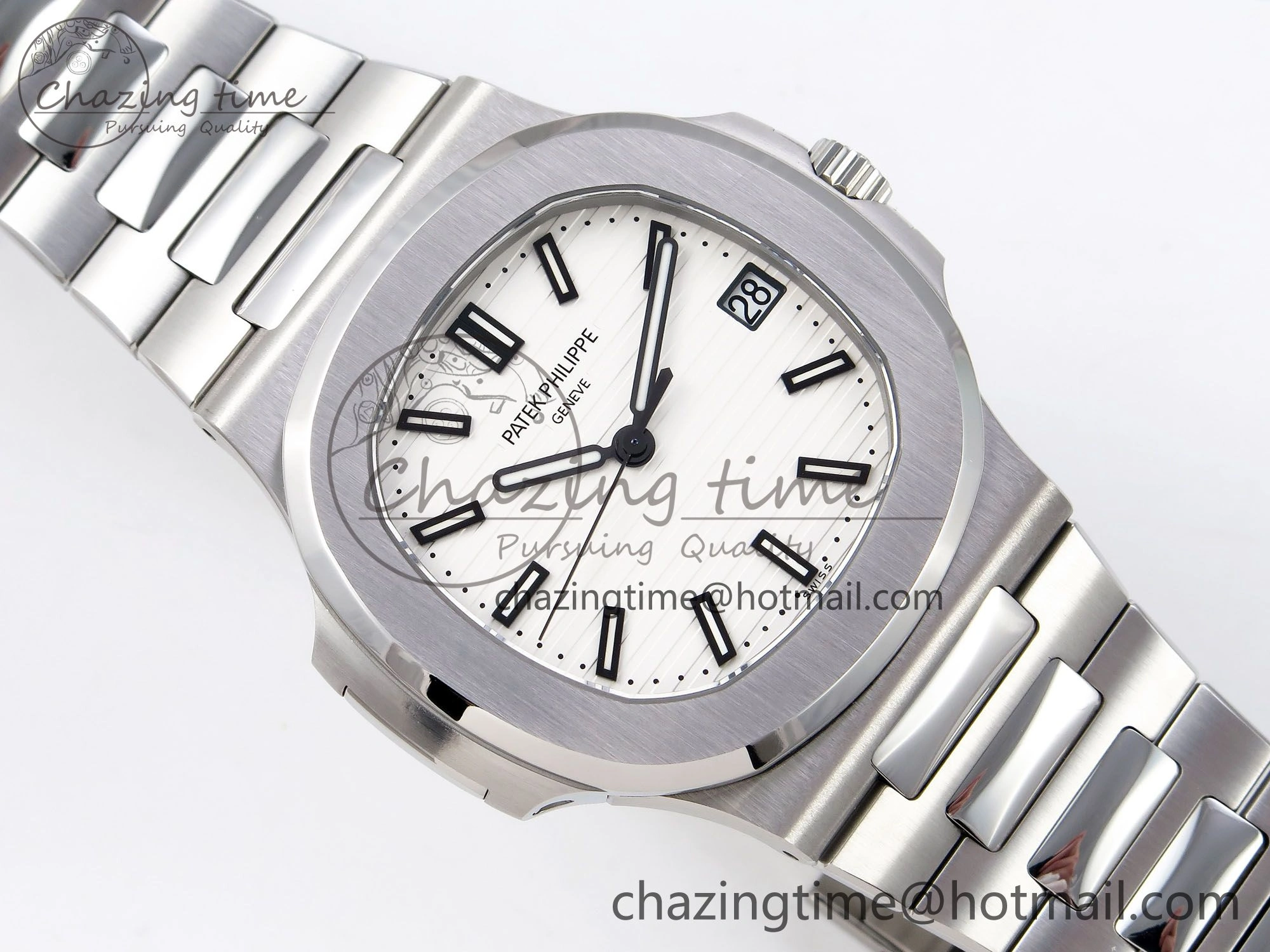 SmartChoice Nautilus 5711 1A-011 PPF 1:1 Best Edition White Textured Dial on SS Bracelet Super Clone 26-330 V 8730