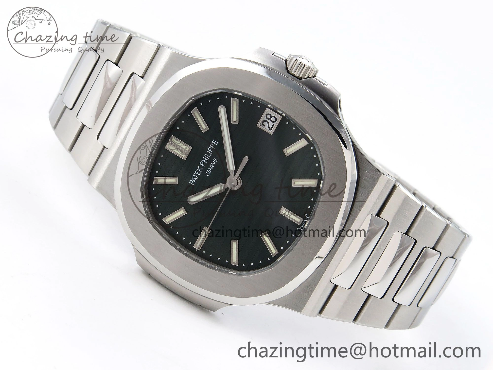 Nautilus 5711 1A-014 PPF 1:1 Best Edition Green Textured Dial on SS Bracelet Super Clone 26-330 V RelaxedFit 8727