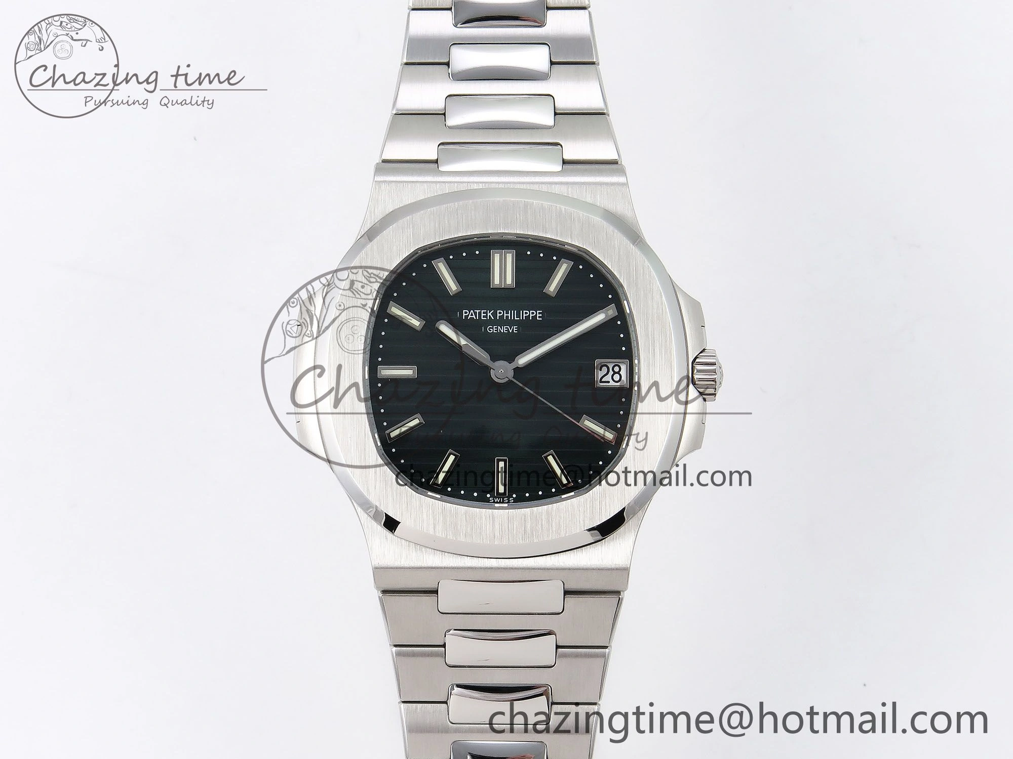 Nautilus 5711 1A-014 PPF 1:1 Best Edition Green Textured Dial on SS Bracelet Super Clone 26-330 V RelaxedFit 8727