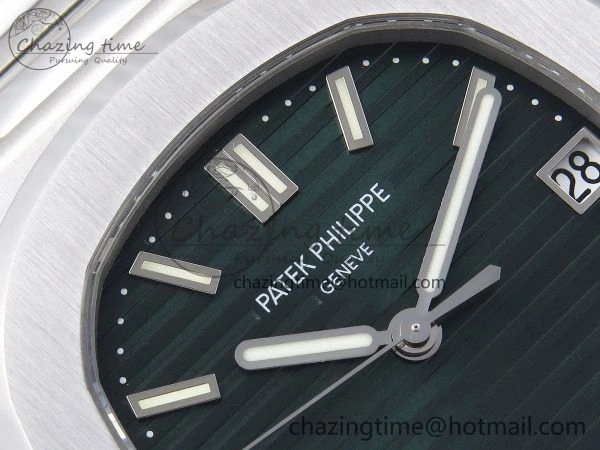 Nautilus 5711 1A-014 PPF 1:1 Best Edition Green Textured Dial on SS Bracelet Super Clone 26-330 V RelaxedFit 8727