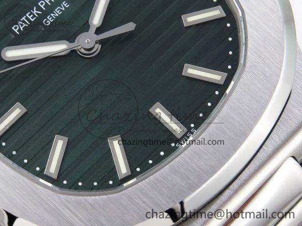 Nautilus 5711 1A-014 PPF 1:1 Best Edition Green Textured Dial on SS Bracelet Super Clone 26-330 V RelaxedFit 8727