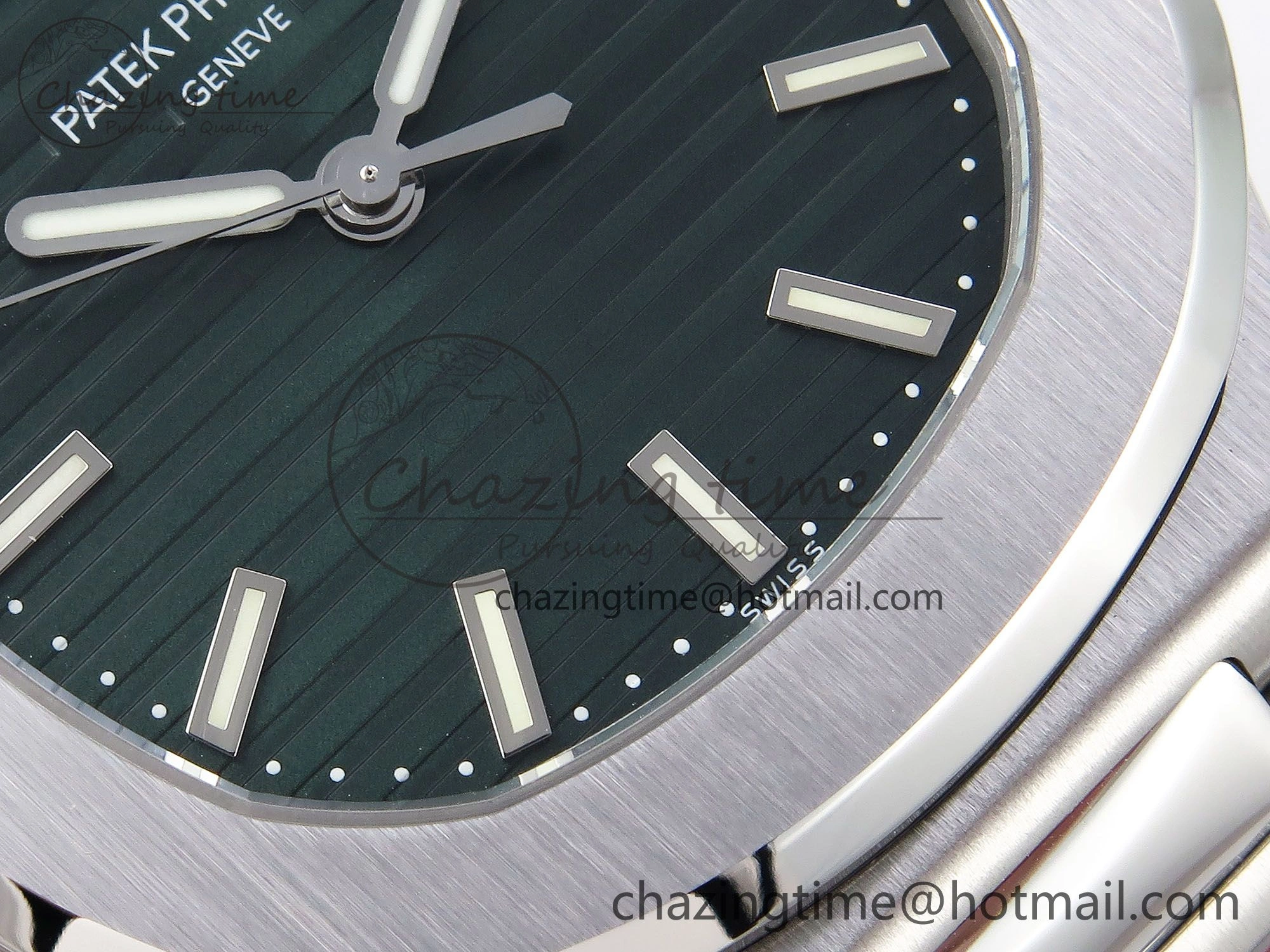 Nautilus 5711 1A-014 PPF 1:1 Best Edition Green Textured Dial on SS Bracelet Super Clone 26-330 V RelaxedFit 8727