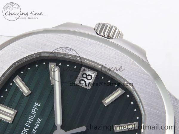 Nautilus 5711 1A-014 PPF 1:1 Best Edition Green Textured Dial on SS Bracelet Super Clone 26-330 V RelaxedFit 8727