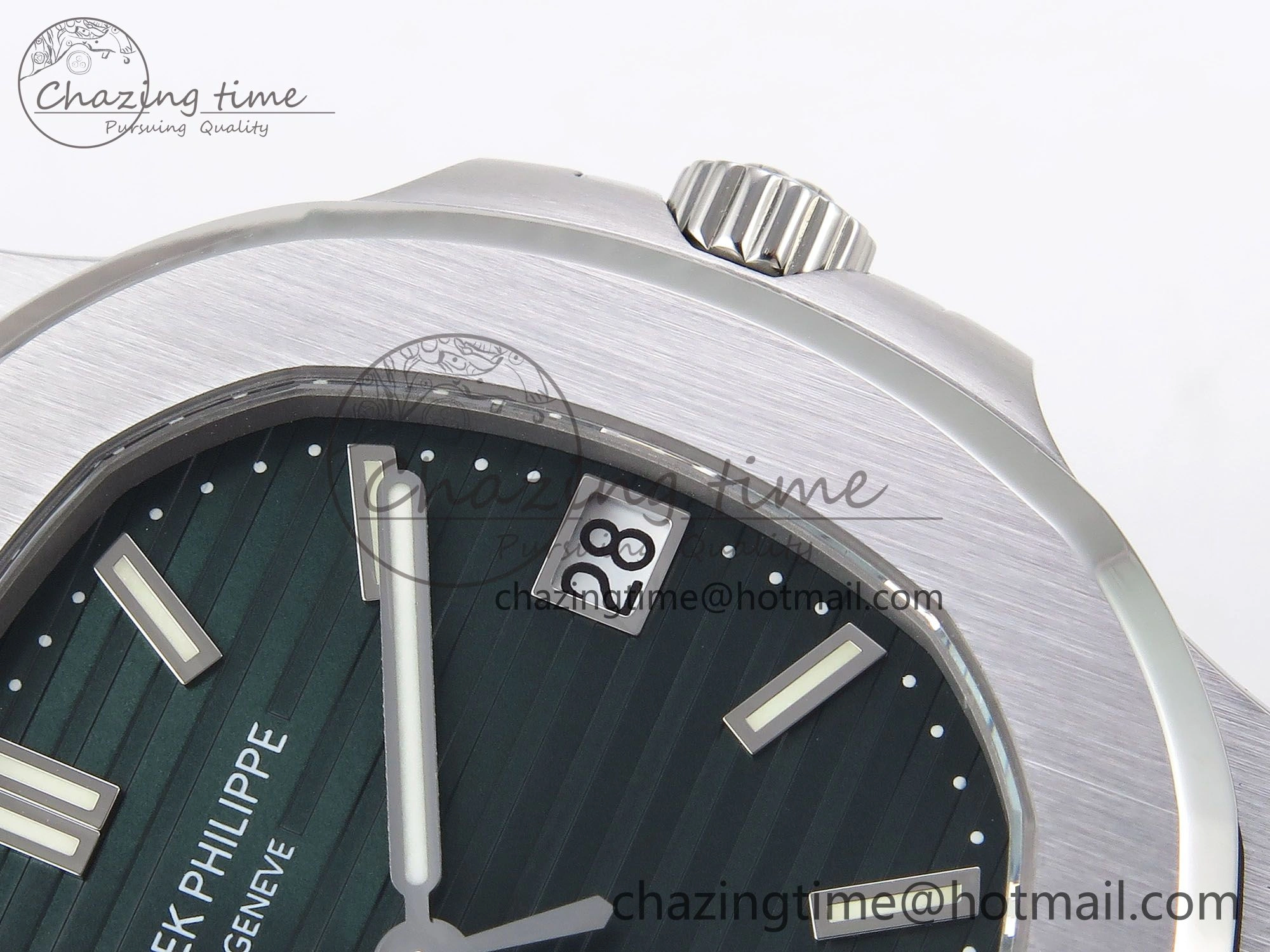 Nautilus 5711 1A-014 PPF 1:1 Best Edition Green Textured Dial on SS Bracelet Super Clone 26-330 V RelaxedFit 8727